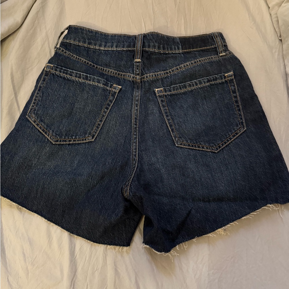 Hollister Women's Distressed Dark Blue Jean Shorts - Picture 3 of 3